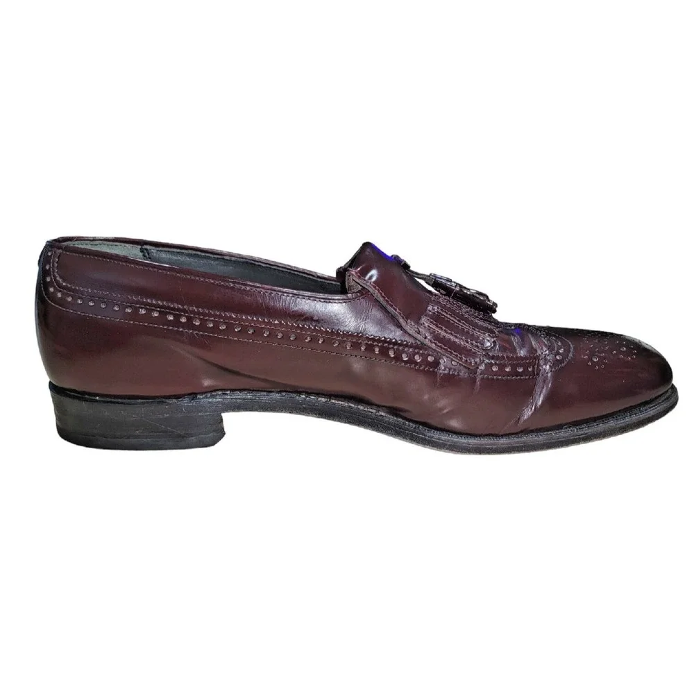 ET Wright Men's Burgundy‎ Wingtip Kiltie Tassel Loafers Dress Shoes Size 11.5 B
